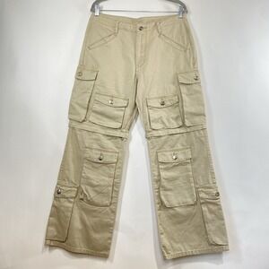 Mens Convertible Gorpcore Cargo Pants Size 32 Tan Streetwear Outdoor Pockets